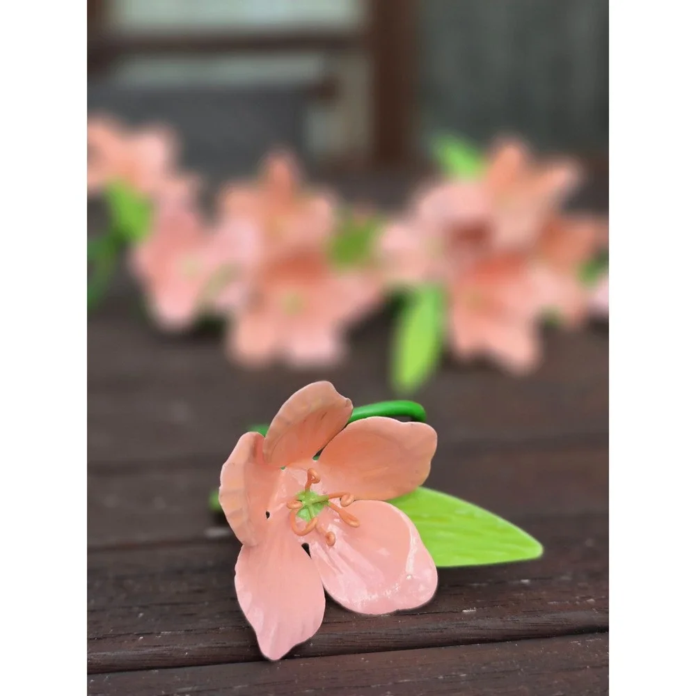 Set of‎ 11 Pink Metal Flowers Garden Art Yard Decor Stems Wire Hanger